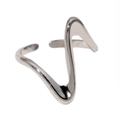 Anello regolabile minimalista a onde in acciaio argento con finitura lucida - Curva Onda Minimalista (40188-2) / Argento