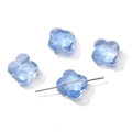 Light blue translucent four-leaf clover glass beads for DIY jewelry making - 13mm (Hole 1.2mm) 10 Pcs/Pack / Aqua