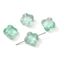 Translucent light green four-leaf clover glass beads with center hole for DIY jewelry - 13mm (Hole 1.2mm) 10 Pcs/Pack / Translucent Green