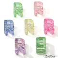 Translucent colorful iridescent letter R acrylic beads for DIY jewelry making 15x20mm - Iridescent Letter R (BSD892) / 5 Pieces/Pack (Hole Approx. 6mm) / Letter R
