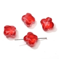 Transparent bright red glass four-leaf clover beads for DIY jewelry making sets - 13mm (Hole 1.2mm) 10 Pcs/Pack / Transparent Red