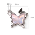 Ciondolo a farfalla 3D in lega argento con effetto opale rosa per gioielli DIY - Farfalle grandi e piccole / 1 Pezzo / Argento
