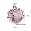 Ciondolo a cuore rosa con farfalla argentata e bordo in metallo per gioielli fai-da-te - Farfalla Cuore / 1 Pezzo / Argento