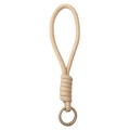 Khaki paracord keychain with woven rope texture and round metal spring buckle closure - Total length approx 16cm, keychain diameter approx 23mm (1 Piece/Pack) / Khaki