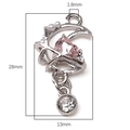 Ciondolo a luna d'argento con cristallo a cuore rosa e perle bianche per gioielli fai-da-te - Cuore di Luna Fantasia / 1 Pezzo / Argento
