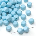 Light blue acrylic cube bead with faceted surface and central hole for DIY jewelry - 8mm (1.8mm Hole) / 5 Pieces / Blue