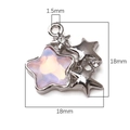 Silver star pendant with opal center and zircon accents for DIY jewelry making - Star River / 1 Piece / Silver