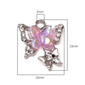 Silver butterfly charm with pink resin wings and white crystals for DIY jewelry making - 3D Butterfly / 1 Piece / Silver
