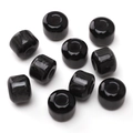 Polished black resin large hole beads with grey marble texture for DIY jewelry making - 12x10mm (5mm Hole), 5 Pieces/Pack / Glitter Black