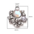 Silver flower pendant with rainbow stone and purple pearl, 18mm DIY jewelry charm - Artificial Opal Flower Cluster / 1 Piece / Silver