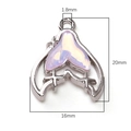 Silver alloy crescent star and fishtail pendant charm with pink stone (20x16mm) - Pink Fish Tail / 1 Piece / Silver