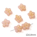 Pink plum blossom flower beads 12x14mm with gold edges for DIY jewelry making - Five-Petal Flower (12x14mm)