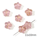 Pink star-shaped glass beads with gold glitter and 11x10mm size for jewelry making - Star Flower