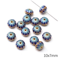 Blue and cyan enamel pumpkin spacer bead in 10x7mm for DIY jewelry making - Petal Leaf Flat Bead / 10x7mm (1 Piece/Pack) / Blue