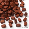 Polished reddish brown wood barrel beads 10x6mm for DIY jewelry making and craft supplies - 20 Pcs/Pack / Red Rectangular Beads (Hole approx 2mm)