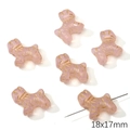 Pink dog-shaped bead 18x17mm with golden textures for DIY jewelry making - Puppy Bead