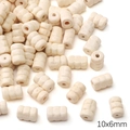 Natural light beige bamboo-style wooden beads 10x6mm for DIY jewelry making and bracelets - 20 Pcs/Pack / Three-Section Cylinder Beads (Hole approx 2mm)