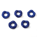 Lot de cinq perles en acrylique bleu foncé ondulées de 16mm avec finition brillante pour bijoux - 16mm (Trou env. 6.5mm) / Bleu Saphir
