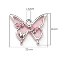 Pink enamel butterfly moon pendant charm in alloy for DIY jewelry with size markings - Pink Butterfly / 1 Piece / Silver