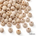 Natural unfinished round wood beads 7x8mm for DIY jewelry making and handmade crafts - 20 Pcs/Pack / Large Round Wood Beads (Hole approx 2.5mm)