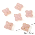 Pink floral glass beads with gold hand-painted edges for DIY jewelry making, 17x17mm - Four-Leaf Clover (17x17mm)