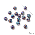 8mm blue and gold cloisonne enamel bead with floral pattern for DIY jewelry making - Five-Leaf Round Bead / 8mm (1 Piece) / Blue