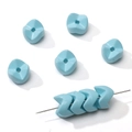 Sky blue 9mm acrylic gear beads with interlocking square design for DIY jewelry making - Blue
