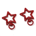 Paar rode stervormige karabijnsluitingen met draairing voor DIY-sieraden en tassen - Pentagram / 31x41mm, ca. 3,5mm dikte, 1 stuk/verpakking / Rood