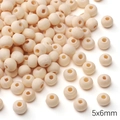 Handmade DIY natural Hemu wood beads for jewelry making 5x6mm flat round spacer beads - 20 Pcs/Pack / Small Round Wood Beads (Hole approx 2mm)