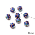 Blue 10mm cloisonne enamel beads with gold trim for DIY jewelry making - Five-Leaf Round Bead / 10mm (1 Piece) / Blue