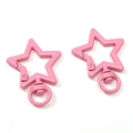 Roze stervormige karabijnsluiting van legering voor sleutelhangers en DIY-sieraden - Pentagram / 31x41mm, ca. 3,5mm dikte, 1 stuk/verpakking / Roze
