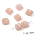 Pink square bead with gold starburst pattern for DIY jewelry 11x11mm variant - Vintage Square Firework (11x11mm)