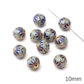 Blue and gold cloisonne enamel round beads 10mm for DIY jewelry making 10pcs set - Six-Leaf Round Bead / 10mm (1 Piece) / Blue