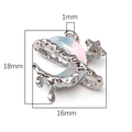 Silver alloy moon and star pendant with blue pink opal finish, size 18mm x 18.8mm - Meteor Blue Moon / 1 Piece / Silver