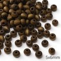 Deep brown 5x6mm flat round wooden beads with natural texture for DIY jewelry making - 20 Pcs/Pack / Dark Green Round Beads (Hole approx 2.2mm)