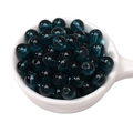 Translucent dark cyan glass beads for DIY jewelry making in a white ceramic spoon - 8mm Peacock Blue (Hole Approx 1.5mm) - 30 Pieces/Pack