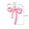Pink ribbon bow charm with white pearl and hanging loop, 20x25mm jewelry accessory - Artificial Pearl Bowknot / 1 Piece / Silver