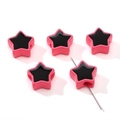 DIY star acrylic beads with bright pink outer edge and black five-point star center - 2 Pcs/Set / Black Center With Rose Pink Edge / 16mm