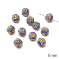 8mm dark blue and gold cloisonne hollow beads for DIY jewelry making and bracelets - Square Round Spacer Bead / 8mm (1 Piece) / Blue