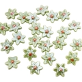 Green and brown hexalobe floral ceramic beads for DIY jewelry and necklaces - 18mm (2 Pieces/Pack) / Green