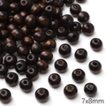 Deep brown 7x8mm natural wooden beads with grain texture for DIY jewelry making - 20 Pcs/Pack / Black Brown Round Wood Beads (Hole approx 2mm)