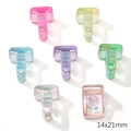 Rainbow acrylic T-shaped beads with AB coating for DIY jewelry making 14x21mm - Letter T