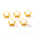 Acrylic star beads for DIY crafts in yellow and white color-block design with large holes - 2 Pcs/Set / White Center With Yellow Edge / 16mm