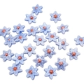 Light blue hexagonal flower ceramic beads with orange centers for DIY jewelry making - 18mm (2 Pieces/Pack) / Blue