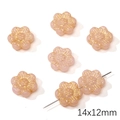 Pink leaf-shaped resin beads with gold edges for DIY jewelry making 14x12mm size - Six-Petal Flower