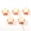 Perles en forme d'étoile en acrylique rose clair et blanc pour la création de bijoux DIY - 2 Pièces/Ensemble / Centre Jaune Avec Bord Mandarine / 16mm