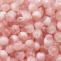 DIY jewelry kit featuring round pink burst glass beads with translucent crackle texture - 8mm 30Pcs/Pack / Pink