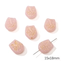 Pink owl glass beads with gold patterns, 15x18mm size for DIY jewelry making - Vintage Flat Owl (15x18mm)