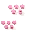 Rosa Acryl-Creme-Perlen in Herz- und Sternform mit großen Löchern für DIY-Schmuck - Pentagramm / 1 Stück/Packung (22x14mm) / Dunkelrosa