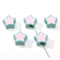 Perles étoiles en acrylique vert menthe et rose pour création bijoux DIY et mobile - 2 Pièces/Ensemble / Centre Rose Avec Bord Vert / 16mm